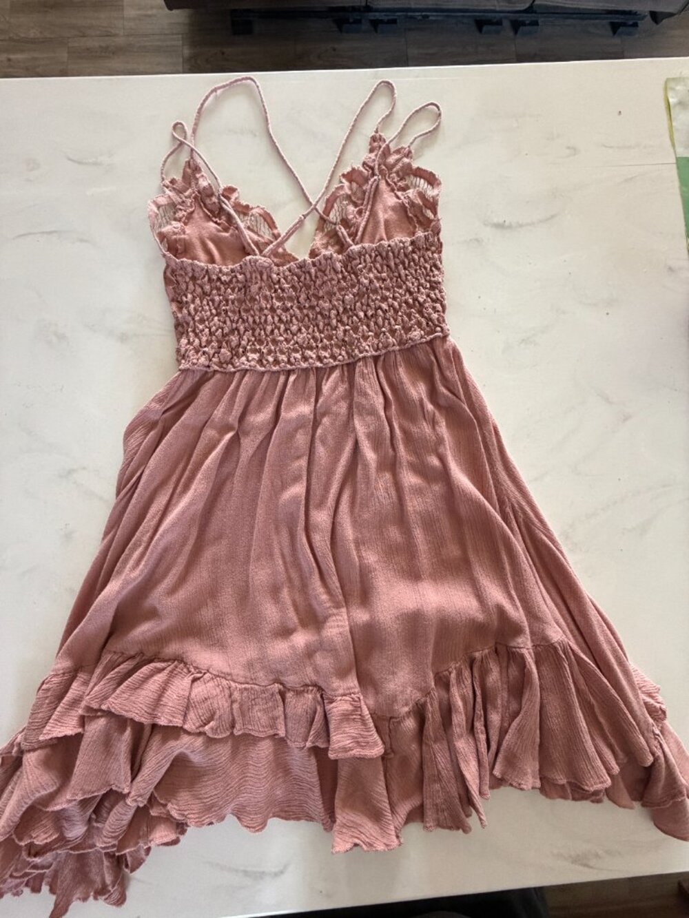 Free People Adella Slip Dress Mauve Pink Lace Boho Mini Dress Size M - Picture 10 of 16